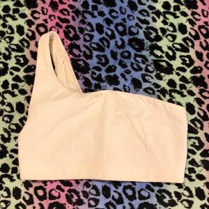 Ribbed asymmetrical sports bra in Elixir